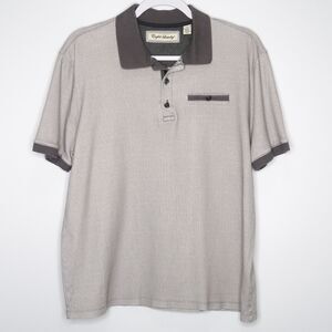 English Laundry Mens Polo Shirt Size Medium Gray Geometric Cotton Golf